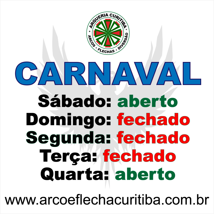 Horário de Carnaval 2022 – Arqueria Curitiba